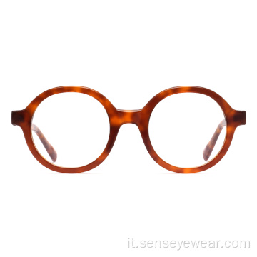 Design rotondo vintage unisex acetato di vetri di cornice ottica